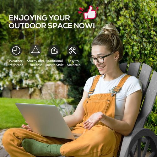 Outsunny Adirondack Rocking Chair Porch Poolside Garden Lounging Grey