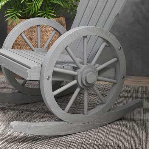 Outsunny Adirondack Rocking Chair Porch Poolside Garden Lounging Grey