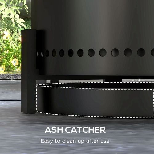 Outsunny 37cm Smokeless Wood Burning Firepit Metal Fire Pit, Black