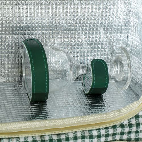 Outsunny Wicker Picnic Basket for 2 with Insulated Cooler Bag, Light Brown