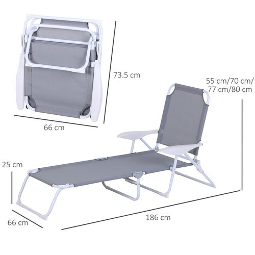 Outsunny Folding Sun Lounger Garden Reclining Lounge Chair 4-Level Backrest