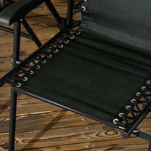 Outsunny 2Pcs Outdoor Patio Folding Chairs, Portable Garden Loungers Black