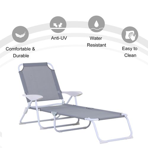 Outsunny Folding Sun Lounger Garden Reclining Lounge Chair 4-Level Backrest