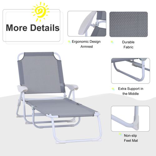 Outsunny Folding Sun Lounger Garden Reclining Lounge Chair 4-Level Backrest