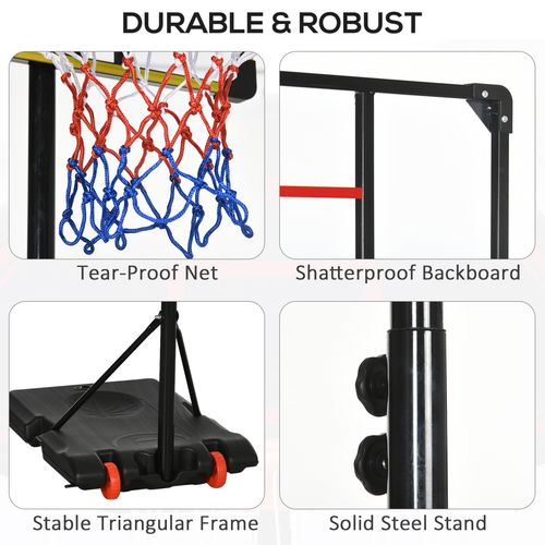 SPORTNOW Kids Adjustable Basketball Hoop and Stand with Wheels, 1.8-2m