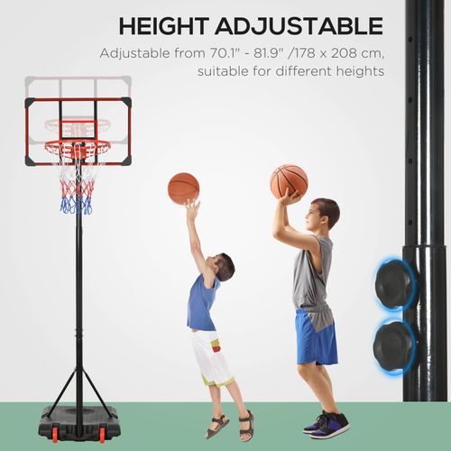 SPORTNOW Kids Adjustable Basketball Hoop and Stand with Wheels, 1.8-2m