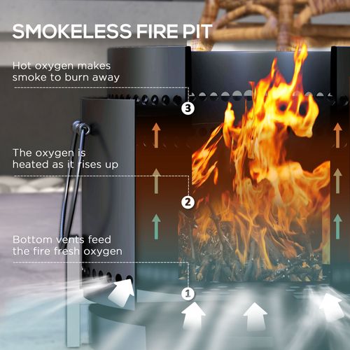 Outsunny 37cm Smokeless Wood Burning Firepit Metal Fire Pit, Black