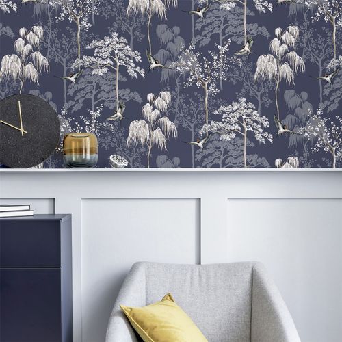 Wallpaper, Japanese Garden Blue sw12