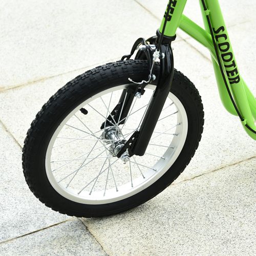 HOMCOM 90-96cm Kids Kick Scooter Adjustable Handlebar Inflatable Wheels Green