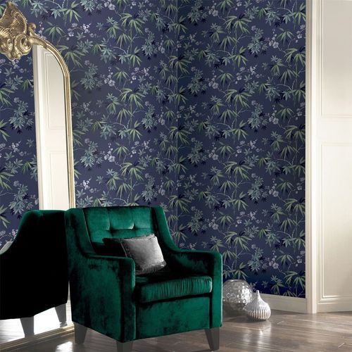 Wallpaper, Jasmine Garden Navy sw12