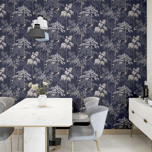 Wallpaper, Japanese Garden Blue sw12