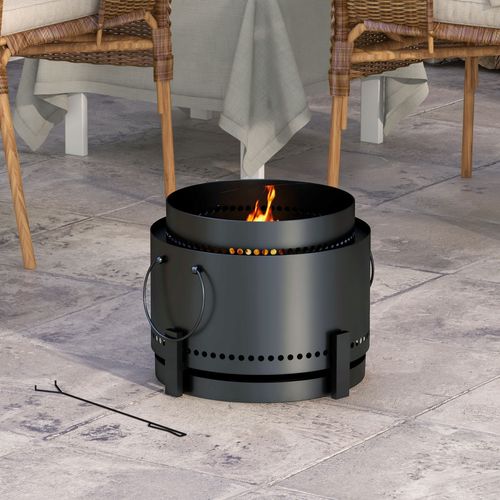 Outsunny 37cm Smokeless Wood Burning Firepit Metal Fire Pit, Black