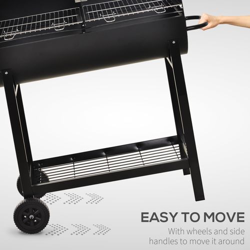 Outsunny Steel 2-Grill Charcoal BBQ with Wheels, Black