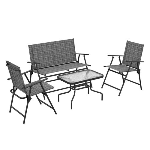 Outsunny Patio Furniture Set, Garden Set with Table, Foldable Chairs, a Loveseat