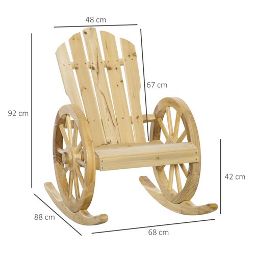 Outsunny Adirondack Rocking Chair Porch Poolside Garden Lounging Natural