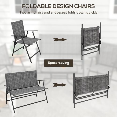 Outsunny Patio Furniture Set, Garden Set with Table, Foldable Chairs, a Loveseat