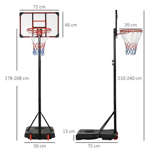 SPORTNOW Kids Adjustable Basketball Hoop and Stand with Wheels, 1.8-2m