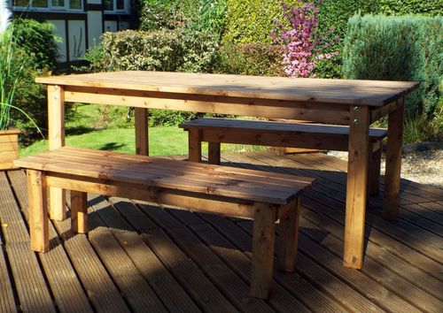 Charles Taylor solid wood outdoor six seater (2 bench) and dining table set