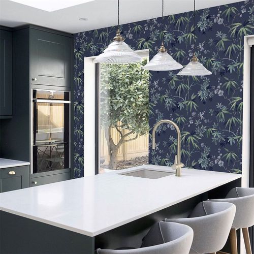 Wallpaper, Jasmine Garden Navy sw12