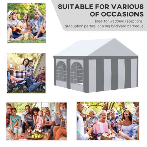 4 x 4m Party Tent, Marquee Gazebo with Sides, Four Windows and Double Doors