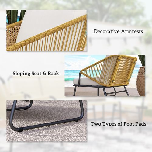 Outsunny 4 Piece Rattan Garden Furniture Set with Cushions, Cream White