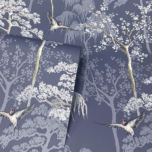 Wallpaper, Japanese Garden Blue sw12