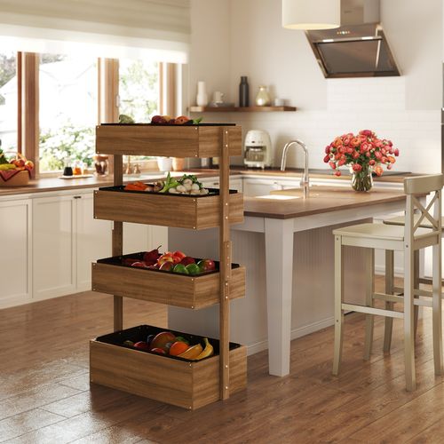 Outsunny Raised Garden Bed Wooden Plant Stand Orange