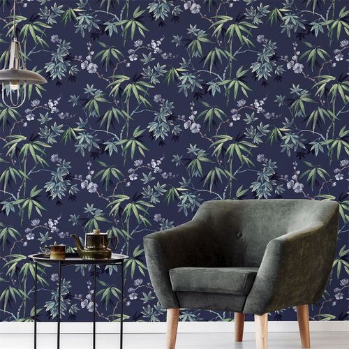 Wallpaper, Jasmine Garden Navy sw12
