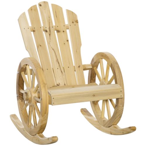 Outsunny Adirondack Rocking Chair Porch Poolside Garden Lounging Natural