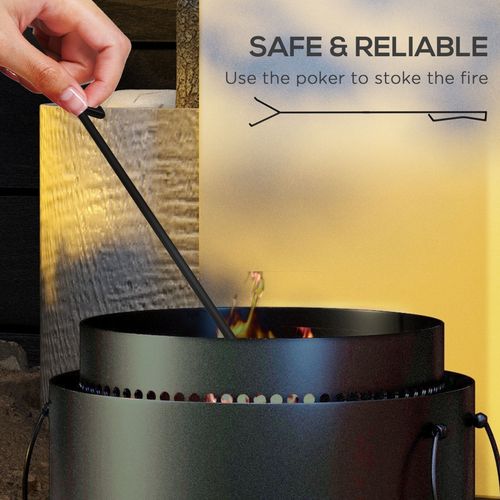 Outsunny 37cm Smokeless Wood Burning Firepit Metal Fire Pit, Black